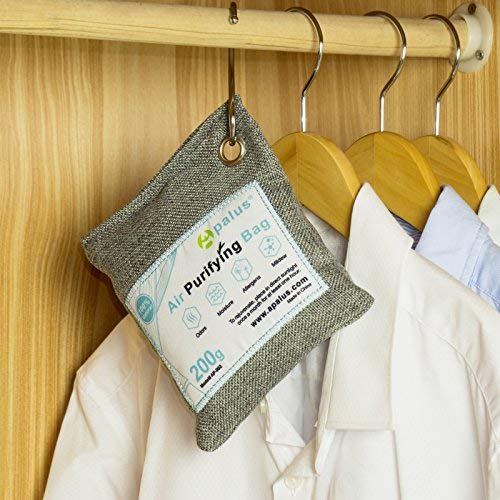 Apalus Air Purifying Bag For Closet And Kitchen Odor | Reusable Bamboo Activated Charcoal Air Freshener | Natural & Chemical Free (2x200)