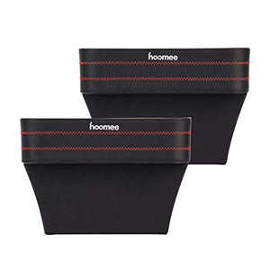 HOOMEE | Premium PU Leather Car Seat Side Pocket Organizer with Detachable Coin Collector | Set of 2